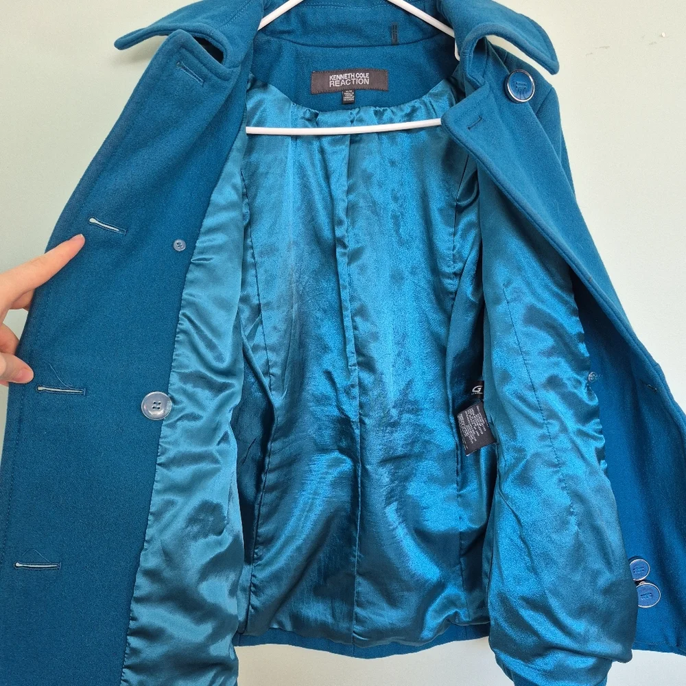 Kenneth Cole Reaction Women's Blue Wool Blend Peacoat Size M - Picture 4 of 6